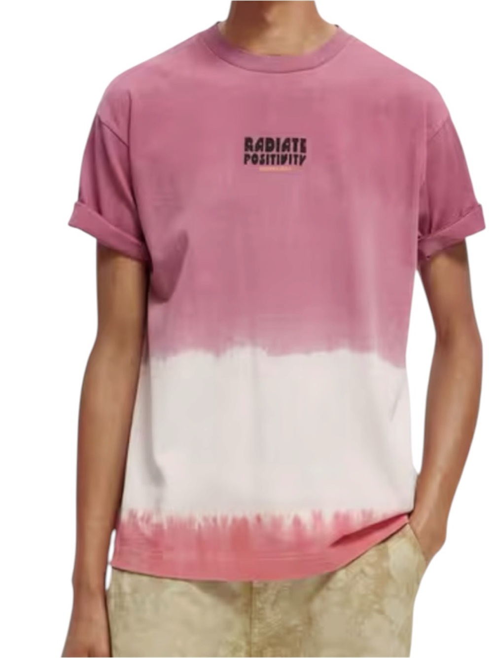 Scotch & Soda Pink and White Tie-Dye "Radiate Positivity" Tee